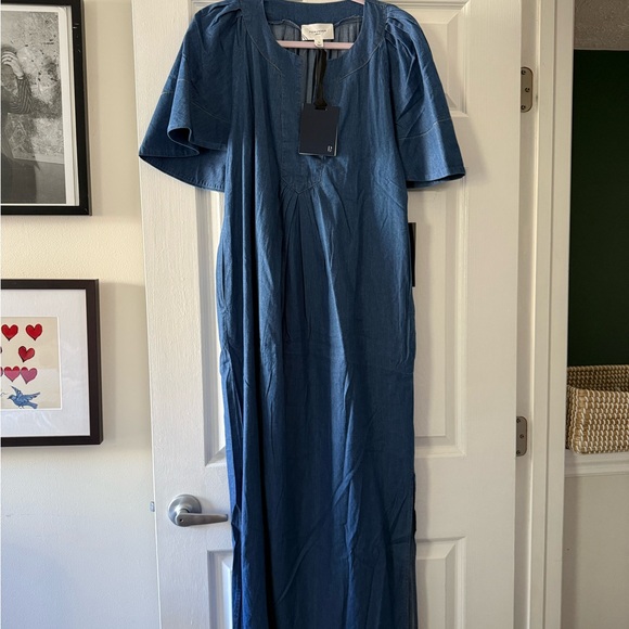 NWT - Tuckernuck Pomander Place Denim Finley Flutter Sleeve Maxi - Picture 3 of 5